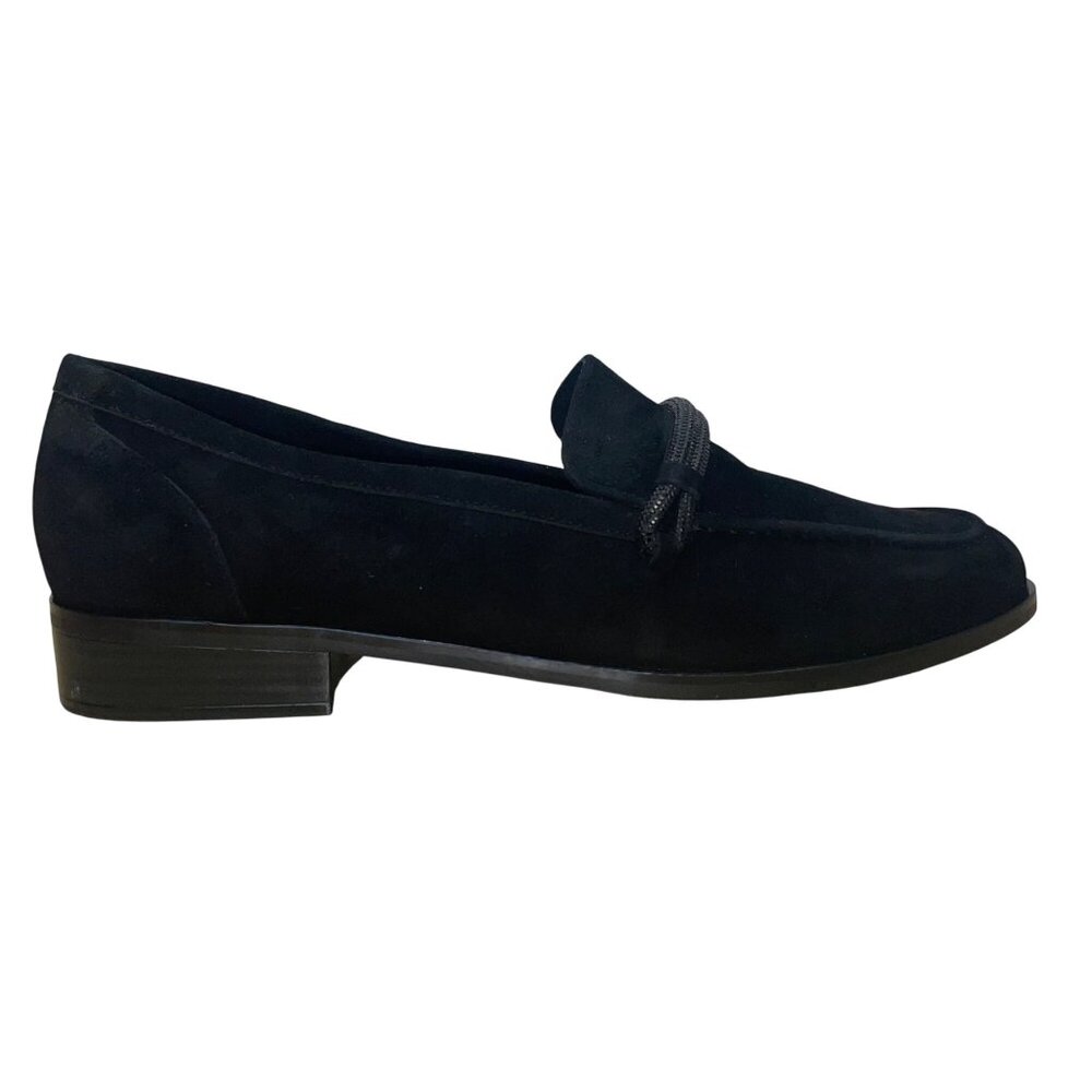 Priori Women’s Black Suede With Decorative Knot Loafers Size 9M